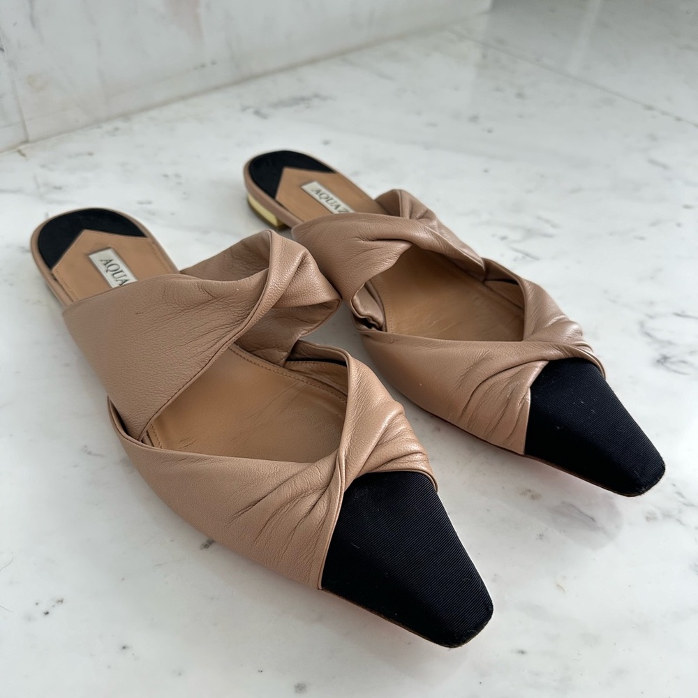 AQUAZZURA Twist Flat Mules size 38